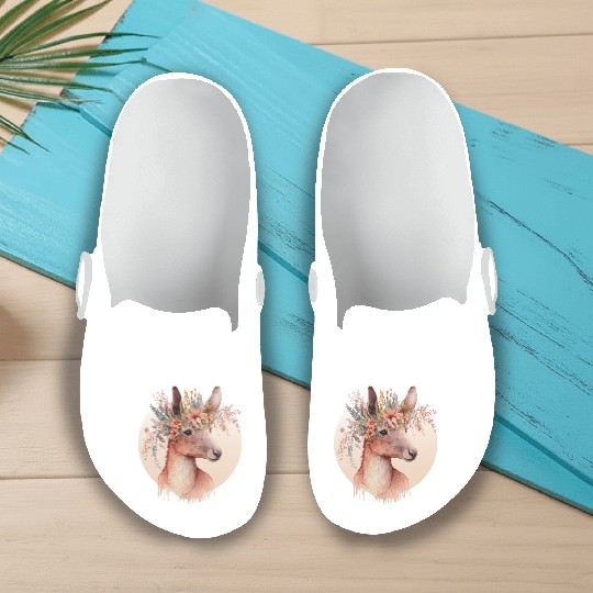 Cute Australian Kangaroo Flower Crown Animal Lover Slip On Clogs