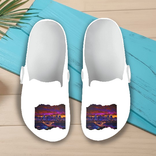 Phoenix Arizonna Skyline Neon Desert Nights Slip On Clogs