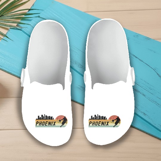 Phoenix Az Cityscape Sun Basketball Fans Slip On Clogs
