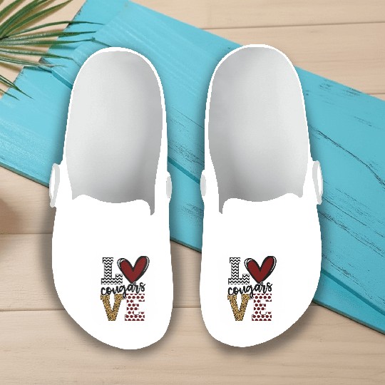 Cougars Mascot Love School Spirit Fantastic Slip On Clogs