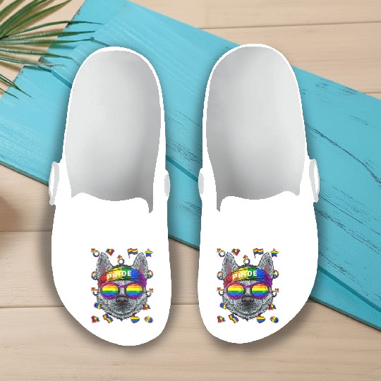 Lgbt Husky Gay Pride Month Dog Rainbow Lesbian Slip On Clogs
