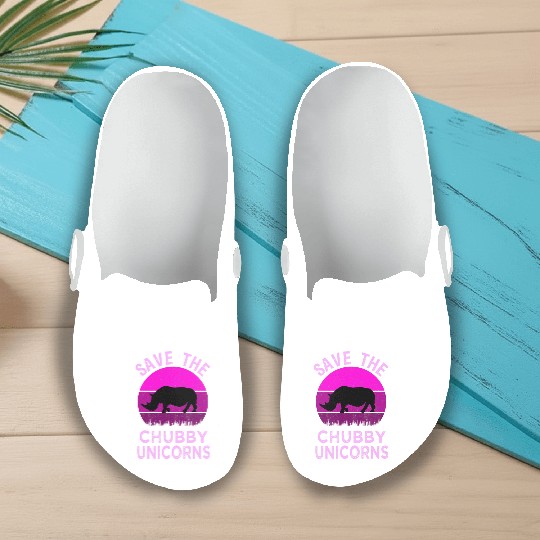 Save The Chubby Unicorns Retro Style Rhino 3 Slip On Clogs