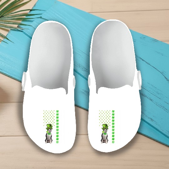 American Flag Boston Terrier Dog St Patric Day Slip On Clogs