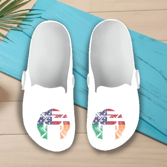 Firefighter St Patric Day Irish American Flag Slip On Clogs