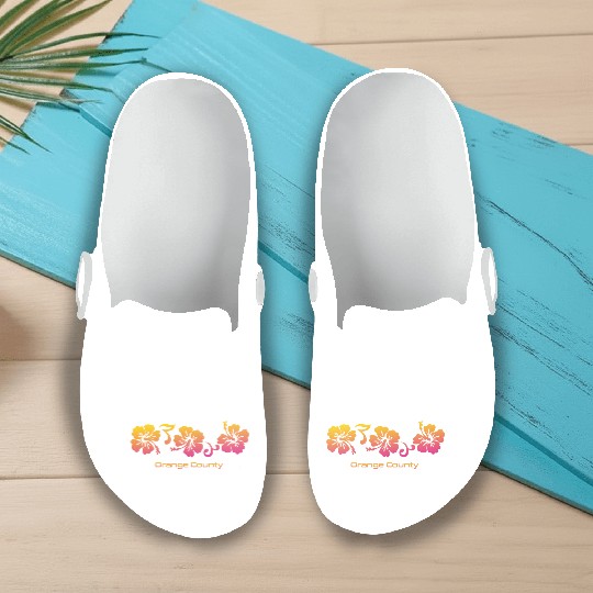 Orange County California Hibiscus Souvenir Slip On Clogs