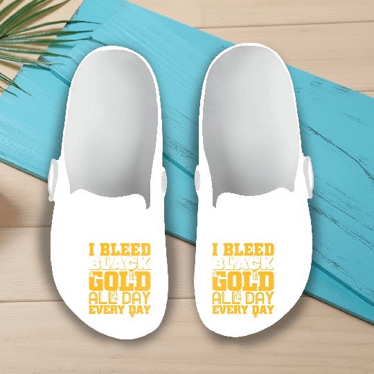 I Bleed Black And Gold Slip On Clogs