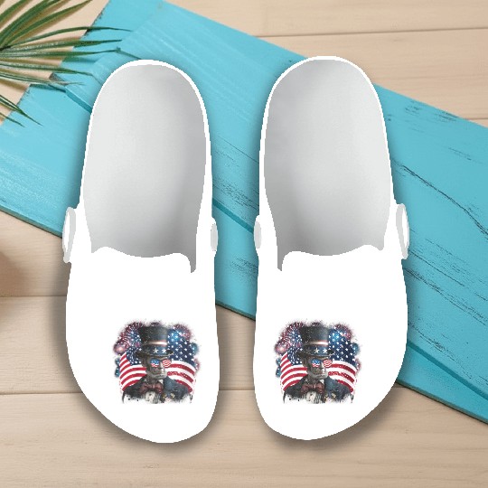 Merica Lincoln Independence Day Party 4th July Slip On Clogs