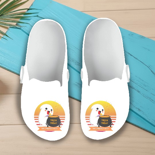 Halloween Cute Ghost Witching Hour Trick Or Treat Slip On Clogs