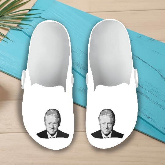 Bill Clinton Grayscale Pop Art Slip On Clogs