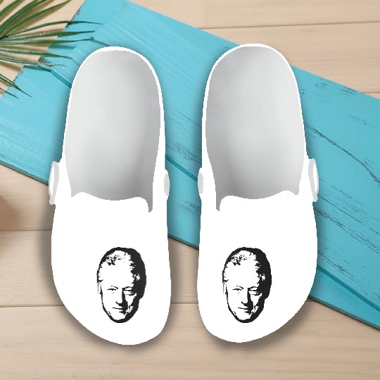 Bill Clinton Black On White Pop Art Slip On Clogs