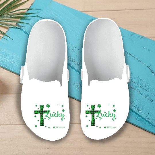 Not Lucky ly Blessed Cross Christian St Patric Day Slip On Clogs