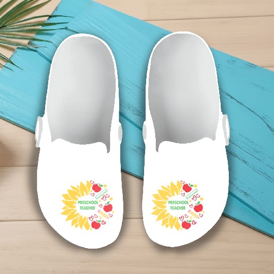 Preschool Teacher Sunflower Back To School Slip On Clogs