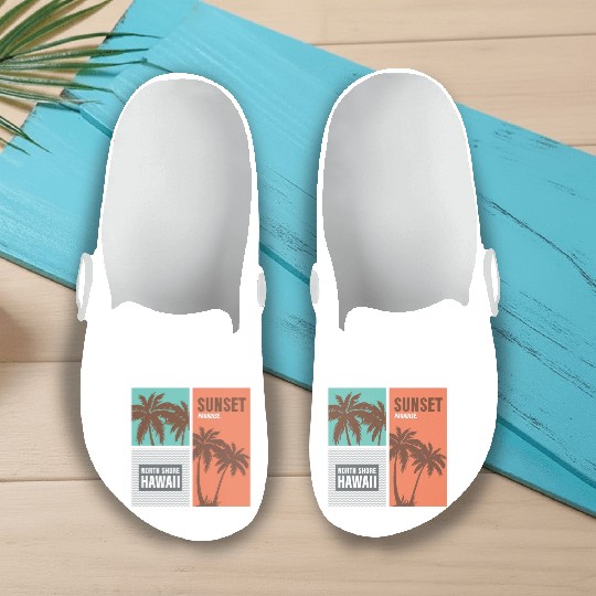 Sunset Paradise North Shore Hawaii Slip On Clogs
