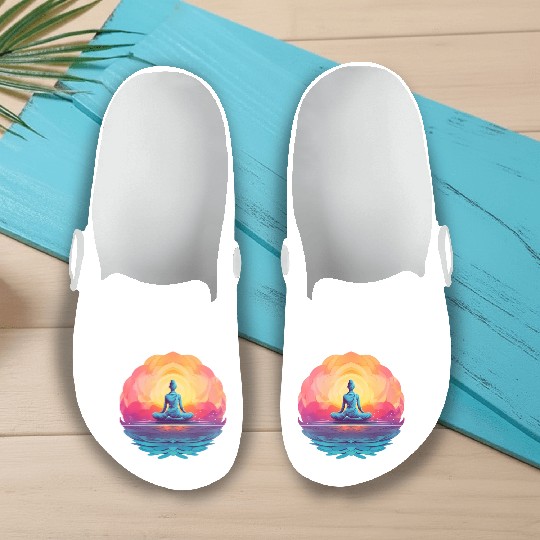Women's Yoga Meditation Lotus Design Slip On Clogs