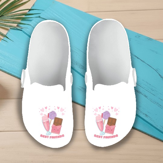 Cute Best Friends Lollipop Ice cream And Chocolate Slip On Clogs