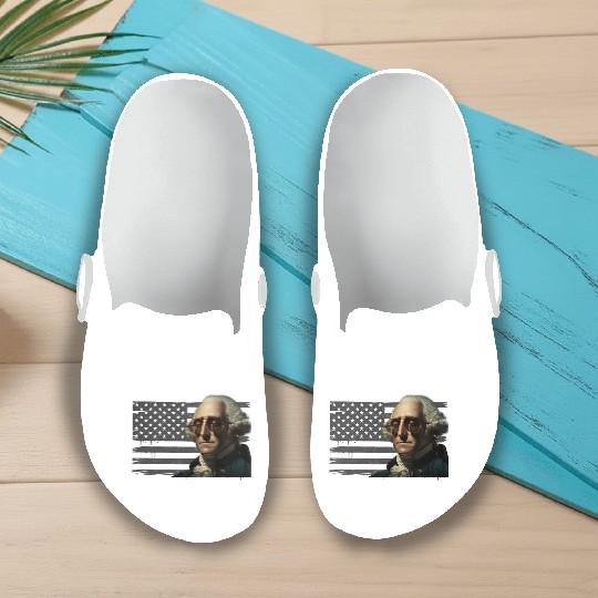 Merica George Washington Independence Day USA Slip On Clogs