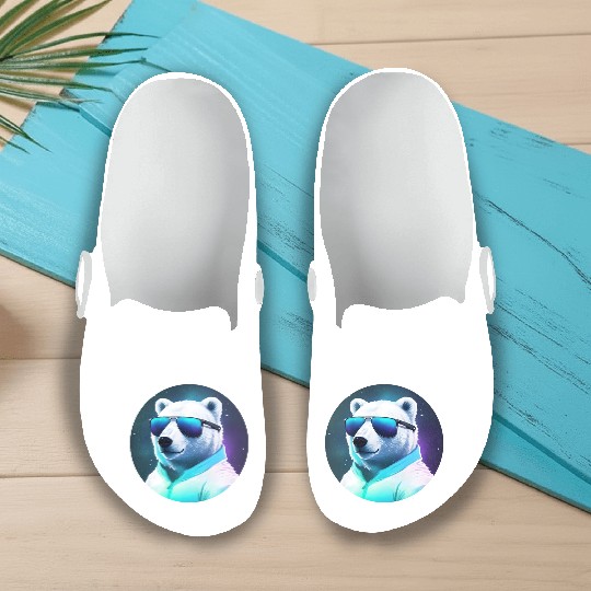 Cool polar bear with sunglasses Slip On Clogs