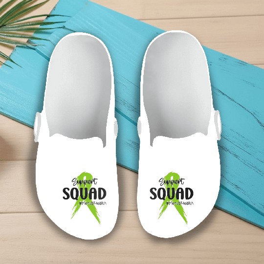 Support Squad Mental Health Awareness Lime Green Slip On Clogs