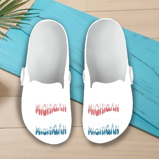Michigan Red White Blue Cute Groovy Slip On Clogs