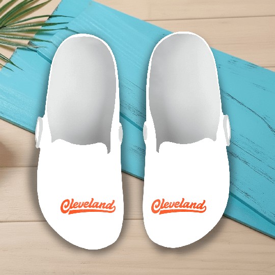 I Love Cleveland Ohio Sports Script Slip On Clogs