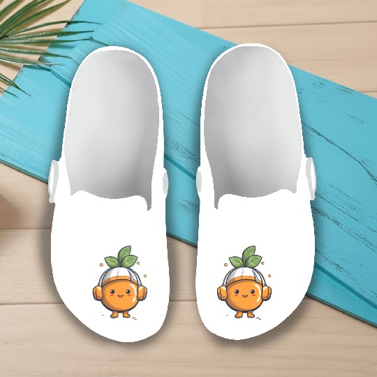 Orange Fruit Fruitarian Funny Cute Party Music Slip On Clogs