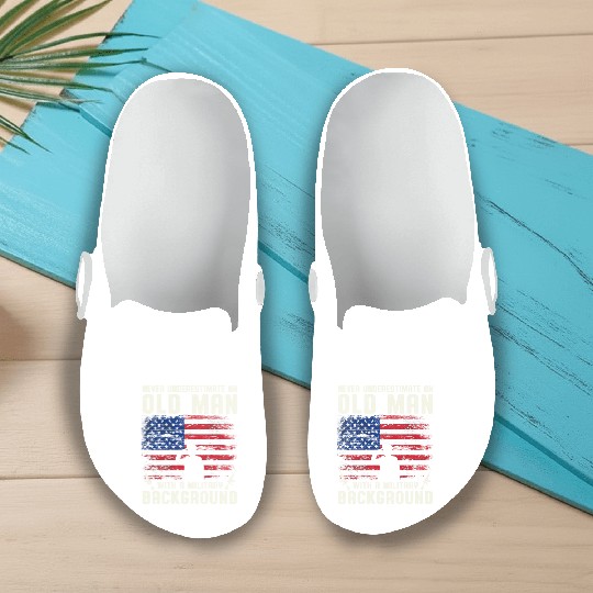 Never Underestimate An Old Man US Army Veteran Slip On Clogs
