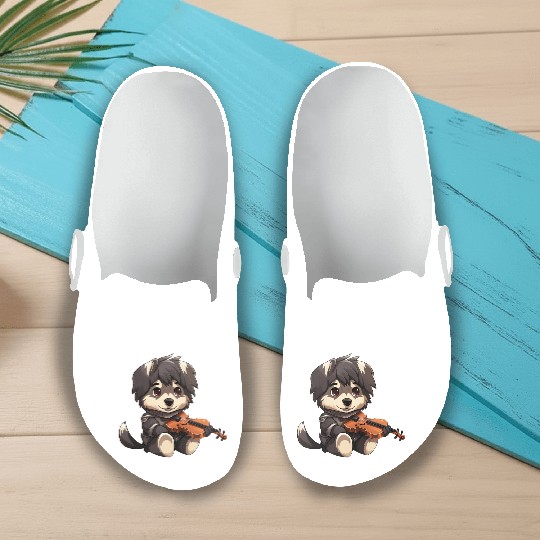 husky German Shepherd with Violin – Musical Dog De Slip On Clogs