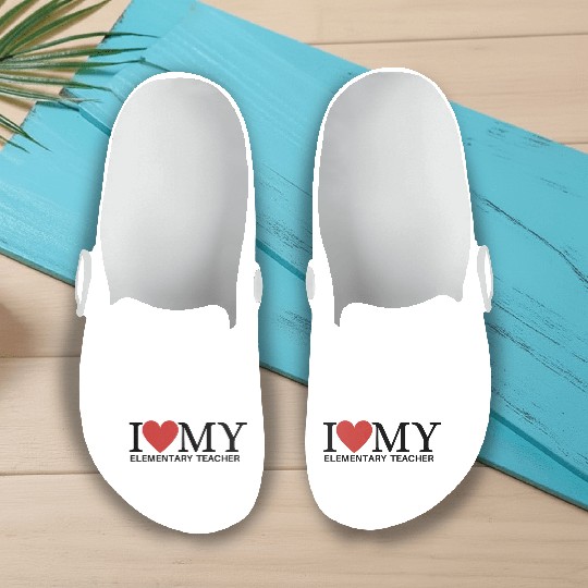 I HEART MY ELEMENTARY TEACHER Slip On Clogs