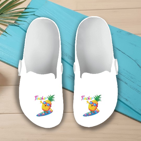 First Grade Teacher Off Duty Funny Summer Vacation Slip On Clogs