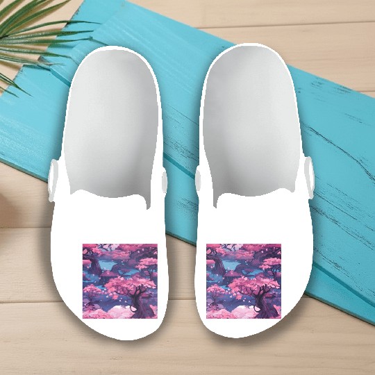 Anime Euphoria: Fantasy Cherry Blossom Dreamscape Slip On Clogs