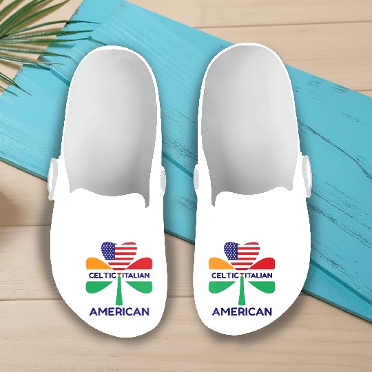 Irish Italian American Flag And Celtic Shamrock Pr Slip On Clogs