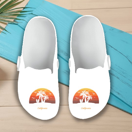Retro Orange County California Sunset Cool Slip On Clogs