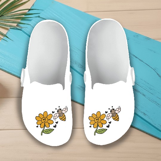 Bee And Flower Love Slip On Clogs