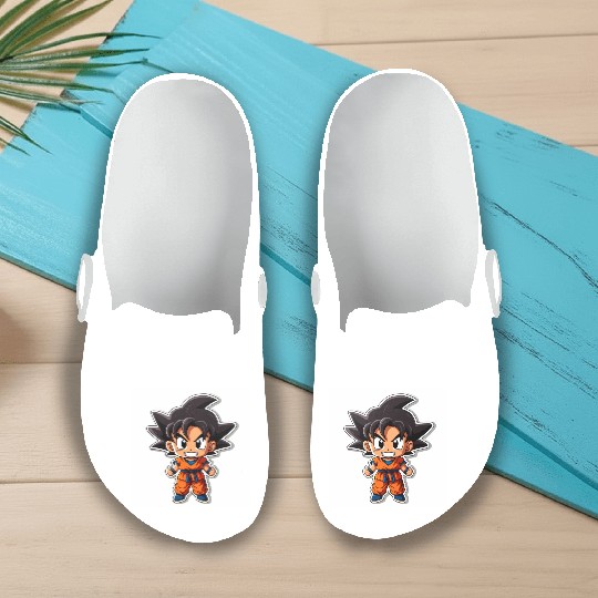 Goku Sticker Happy Bold Colors art toy style Slip On Clogs