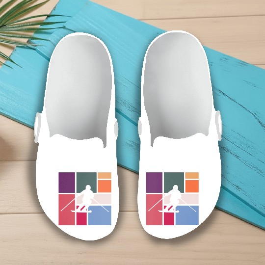 Vintage Skiing – Retro Winter Sports Slip On Clogs