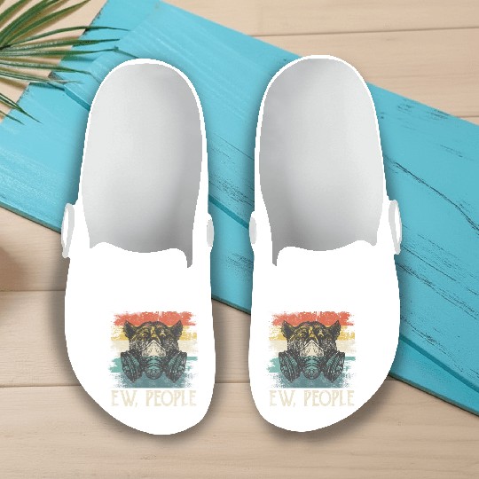 Ew People Bear Funny Introvert Vintage Retro Slip On Clogs