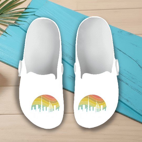 Dubai Skyline City Arab Emirates Uae Arcihtecture Slip On Clogs