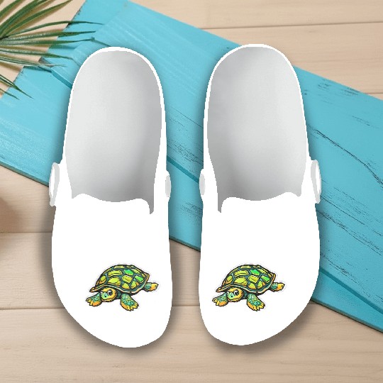 Turtle Animal Turtle Green Slip On Clogs