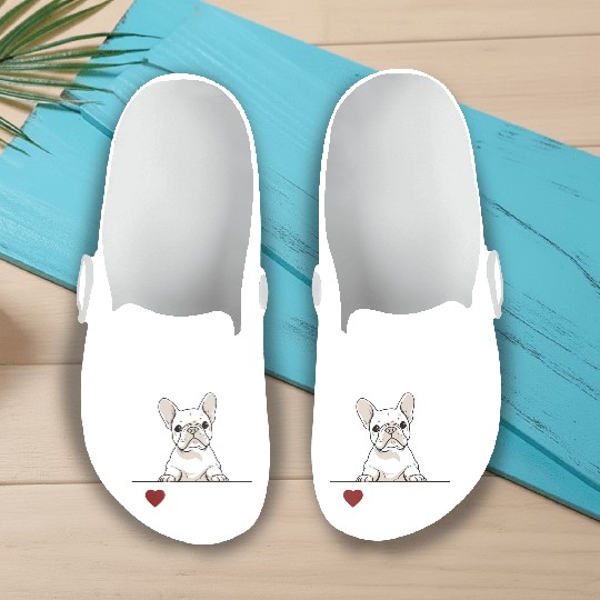 I Love My Mom - White French Bulldog Slip On Clogs