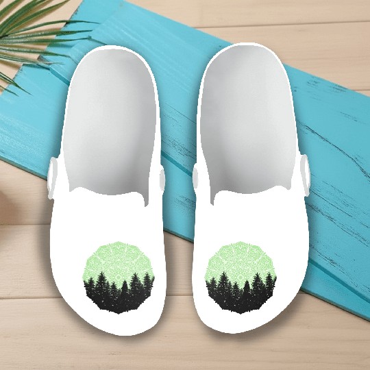 Green Forest Mandala Pacific Northwest Slip On Clogs