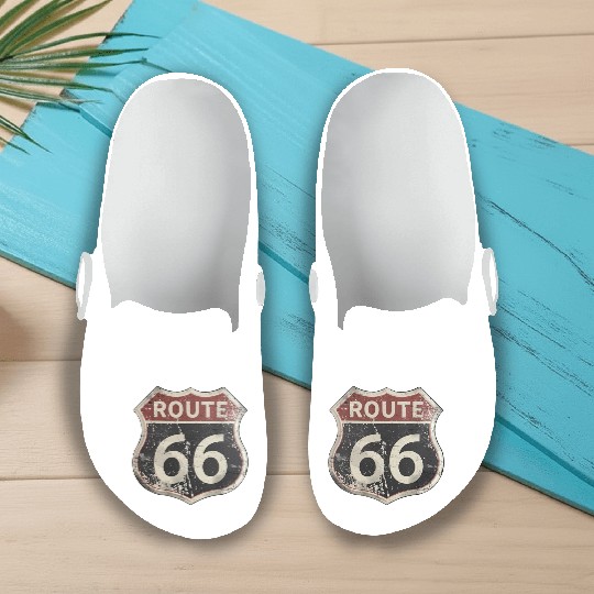 Route 66 vintage sign Slip On Clogs