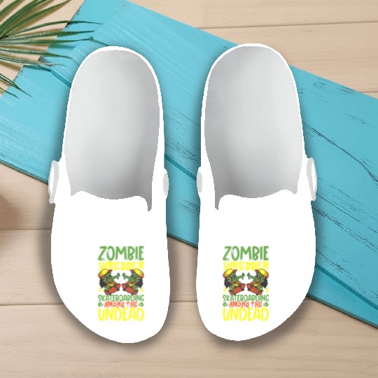 Spooky Horror Skateboarder Halloween Skateboarding Slip On Clogs