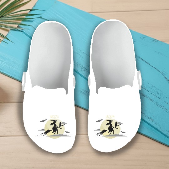 Wicked Cat Witch Funny Halloween Witch Slip On Clogs