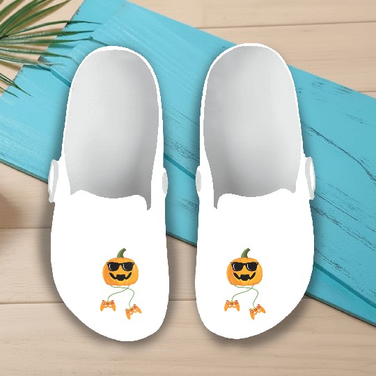 Halloween Jack O Lantern Gamer Boys Kids Men Slip On Clogs