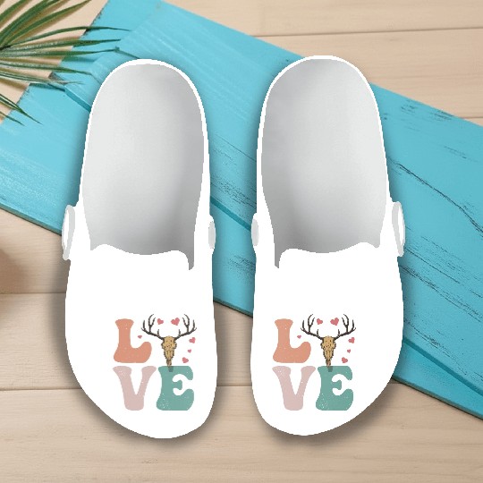 Deer Hunting Hunter Buck LOVE Slip On Clogs