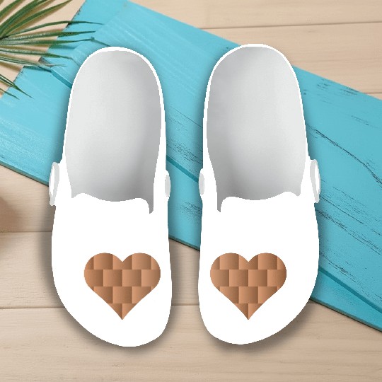 Brown Cute Heart Icon Slip On Clogs
