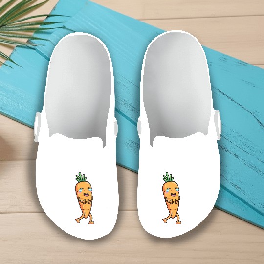 Carrot Emoticon Vegetable Vegan Vegetarian Slip On Clogs