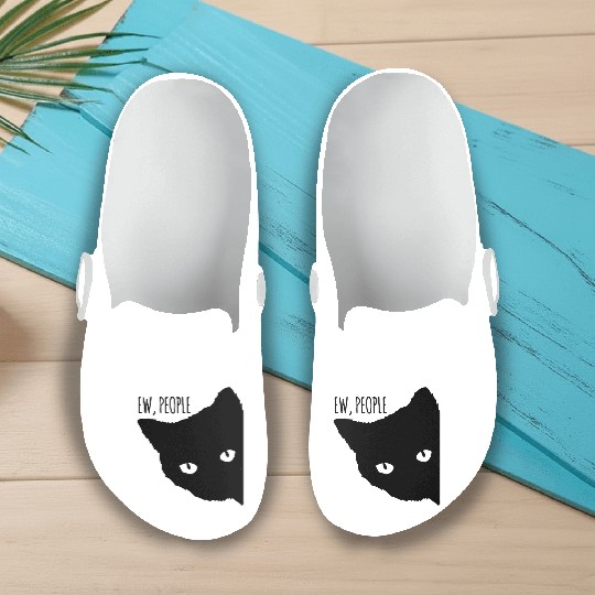 Funny Cat Ew People Slip On Clogs