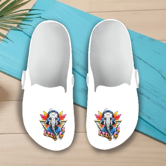 Colorful elephant face Slip On Clogs