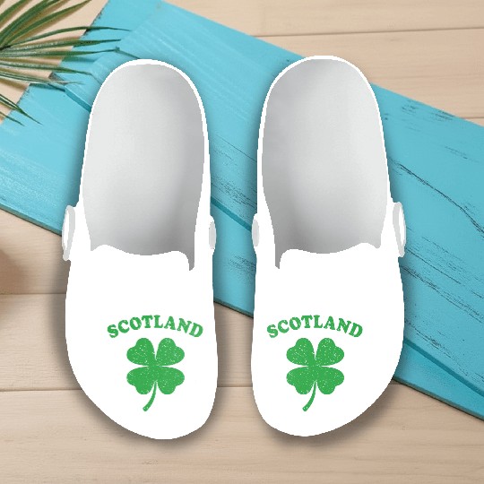Scotland Green Clover leaves Slip On Clogs